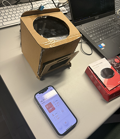 Something that I knew was the final prototype from project 2 was working so far. The simple design is working at a low fidelity rate which doesn't include much text and is only presenting data on one page. At this point I also still had the button in the design which served no purpose to the function other than the fact that the data from the arduino would not show up unless the button was in the design in ProtoPie. This was definitely an unknown I was curious about even from project 2.