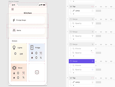 In the prototype for activity two this was the range trigger that I was talking about that I was doing some experimenting with to try and get notifications to show up and It was not working very well. When I tried adding multiple alerts the user could get it would only want to display the first one I added and it wouldn't change the OFF text to ON. I thought this was interesting because when I was looking up how to add a notification feature this was the recommended way but I was experiencing little success so I decided I need to do some more research into the different triggers ProtoPie has and find an alternative.      